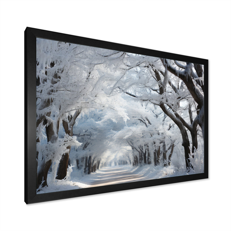 Winter Frosty Forest I, reproduction d'art sur toile, H 30 po x l 40 po x P 1,5 po, Cadre simple noir