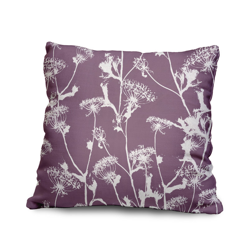 Floral Reversible Throw Pillow, 18" H x 18" W, Purple, Floral 1