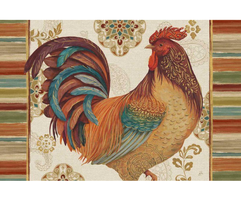 Art sur toile tendue avec châssis Daphne, "Rooster Rainbow IVA", H 33 po x l 48 po