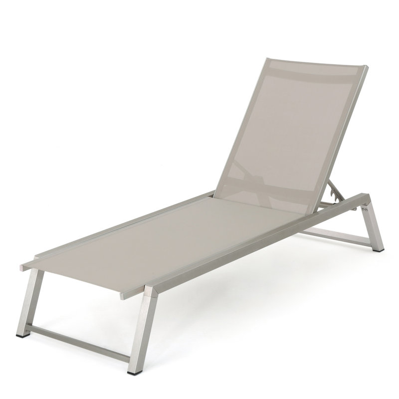 Méridiennes à dossier en maille grise pour le plein air, chaises à dossier en maille réglables en aluminium, structure