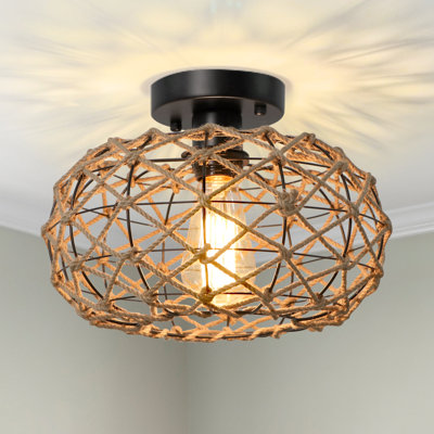 Boukra Rattan Semi Flush Mount