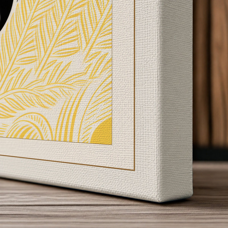 Stretching Tiger Japandi - Wrapped Canvas, 18x12 - 45.7 x 30.5 cm, Cream Border