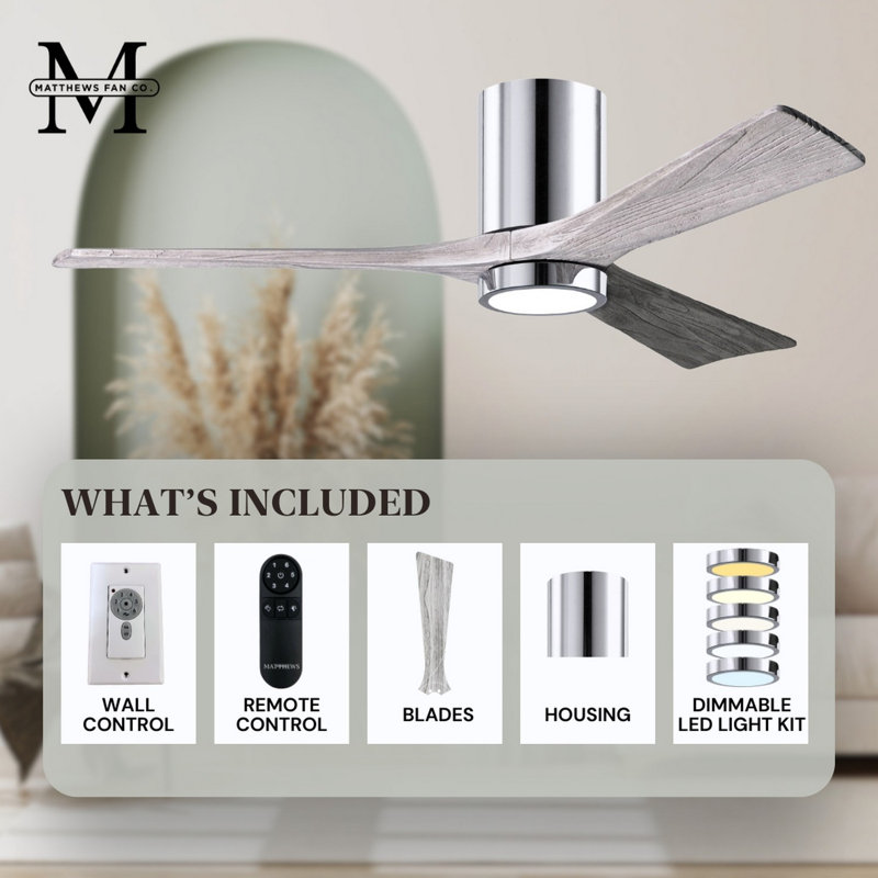 Irene LED Ceiling Fan, Barn Wood Tone, Polished Chrome, 42"