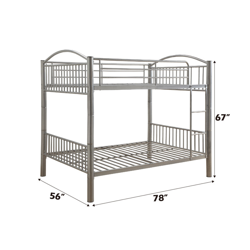 Henkel Kids Twin Over Full Bunk Bed, Silver,  Full over Full
