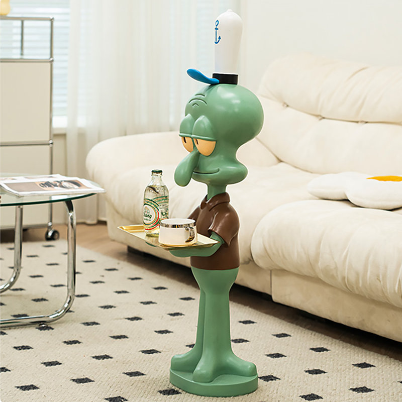 Figurine de calmar en résine avec plateau