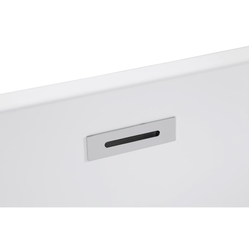Baignoire autoportante ovale en acrylique, 59 pouces de long, blanc brillant, trop-plein et bonde escamotable, isolation à double paroi, facile à nettoyer, design moderne, forme ergonomique de trempage Ce / Inch, isolation pour