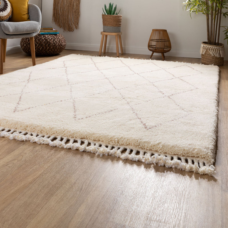 Ogan Rectangle Moroccan Wool Hand Knotted Berber, Yellow, Rectangle 170 x 240cm