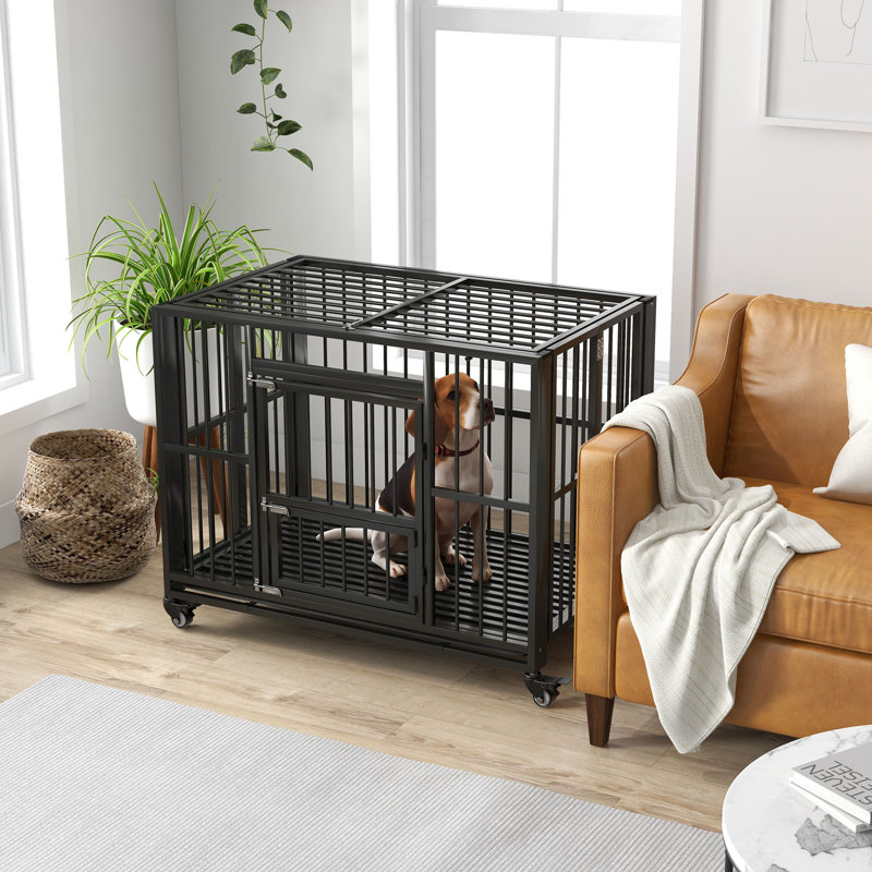 Steel Collapsible Pet Crate with 2 Doors, 86" H x 109" W x 71" D