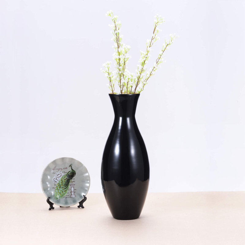 Vase de plancher en bambou Burkholder, Noir, H 20 po x l 8 po x P 8 po