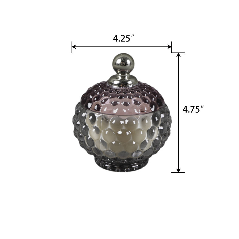 4.25" Glass Bubble Candle w Metal Nob Lid (5 oz)