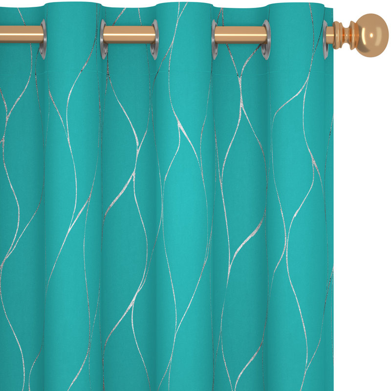 Rideau en polyester Hansfried, L 42 po x L 108 po, Turquoise