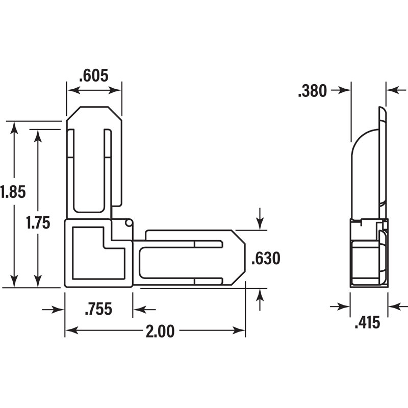Cadre de moustiquaire d'angle, 7/16 po x 3/4 po, plastique bronze