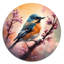 «Blue Bird On A Tree II», art mural rond en métal à motif floral-88627899
