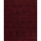 Modern Tibet Hand Knotted Area Rug in Red