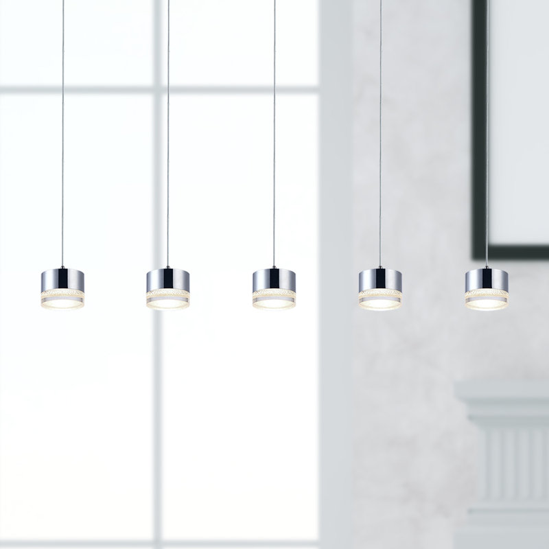 Barnsdall 5 - Light Kitchen Island Pendant, Nickel