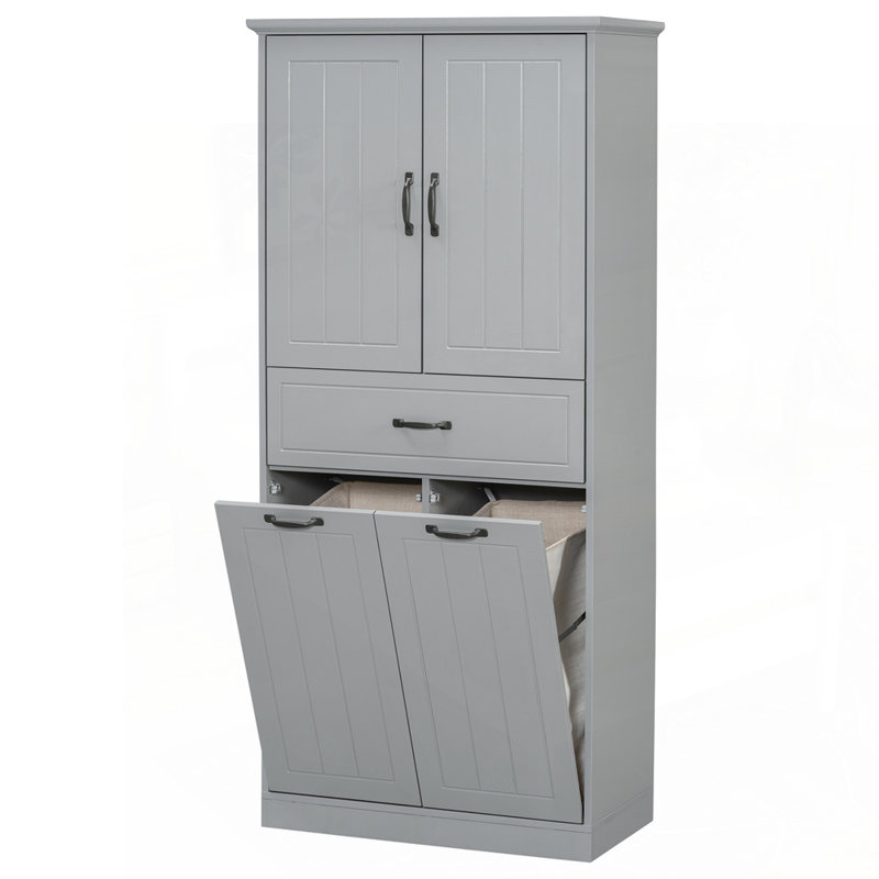 Versatile Bathroom Storage Cabinet with Multiple Compartments for Home, Gray