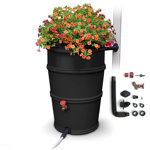 EarthMindedConsumerProducts 50 Gallons Plastic Drainable Planter Rain Barrel and Hose
