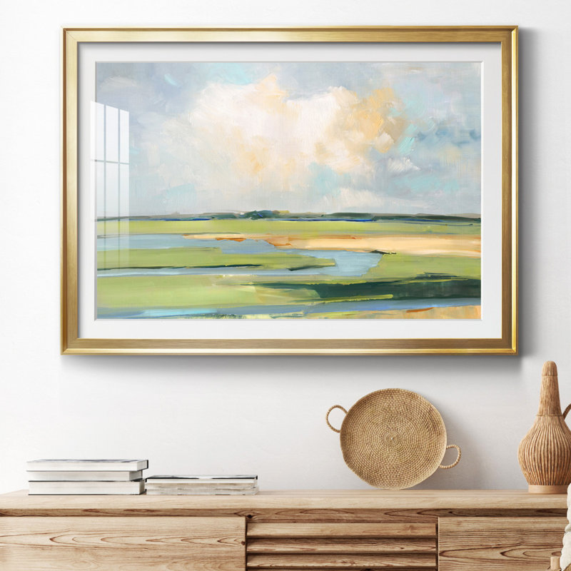 " Pastel Horizon II ", Framed Print with Mat, 30.5" H x 42.5" W, Gold