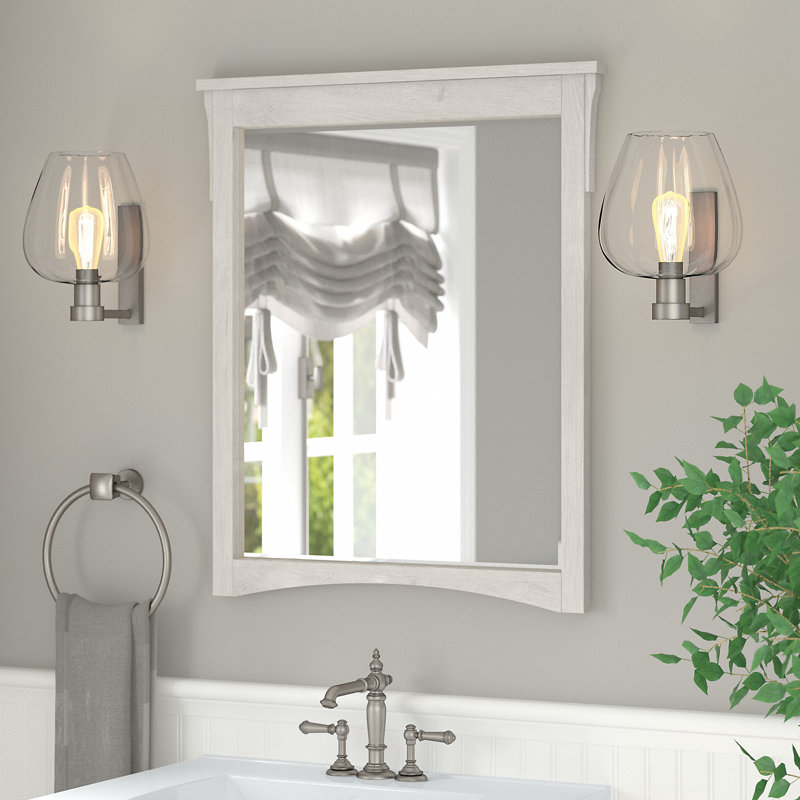  Miroir de salle de bain traditionnel biseauté, Blanc