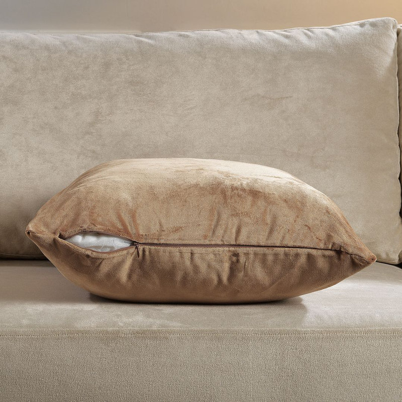 Matte Velvet Cushion Cover - 1 Pc, Antique Brass, 46cm x 46cm