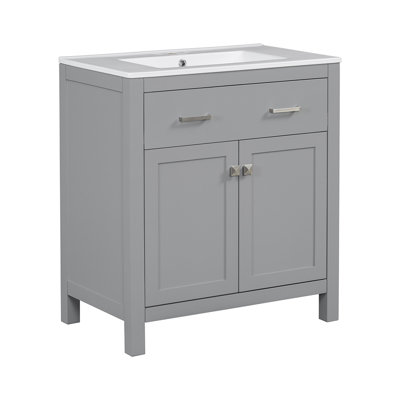 Ensemble de meuble-lavabo double de style moderne avec deux lavabos en céramique