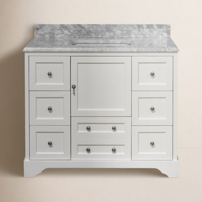 Tilford 42'' Single Bathroom Vanity with Carrara Marble Top