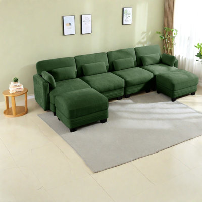 Canapé modulaire en chenille vert modulaire à compression pour maison moderne