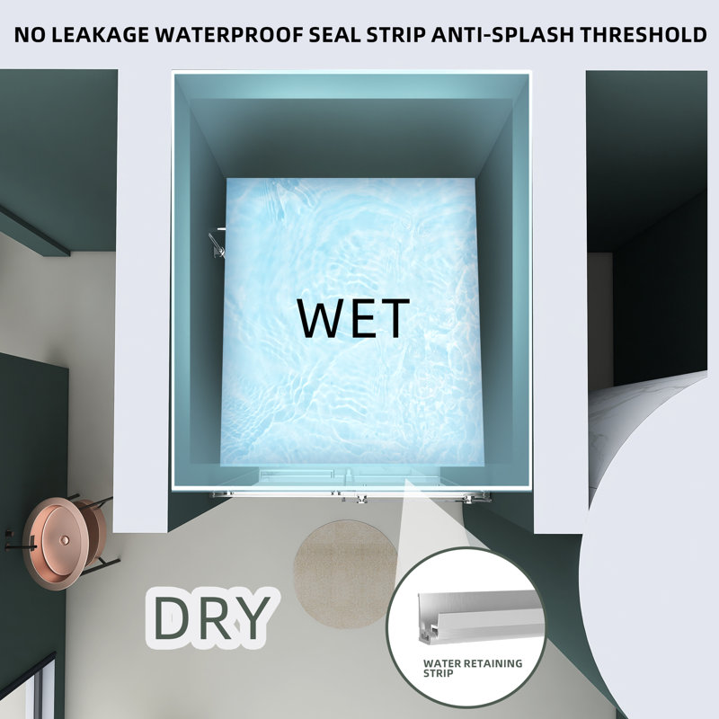 Portes de douche et de baignoire l 68 po x l 72 po x H 76 po Porte de douche coulissante double sans cadre avec verre trempé transparent