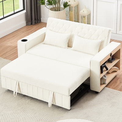 Lit beige pour petits appartements 61,4 "avec couchette arrière réglable et poche pratique