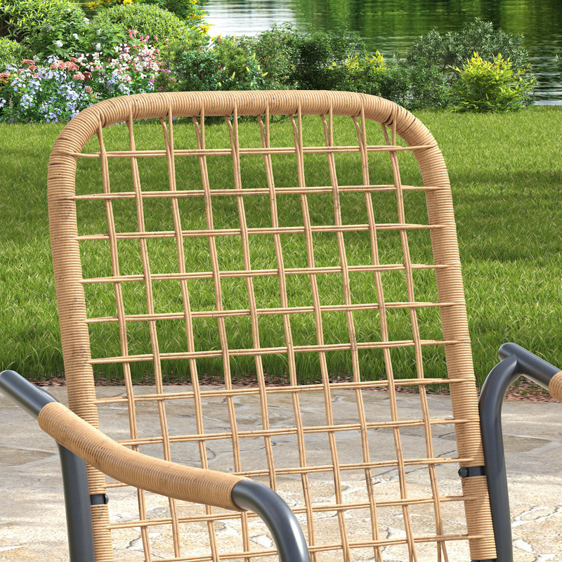 6-Person Outdoor Dining Set With Swivel Rattan Chairs, Walnut