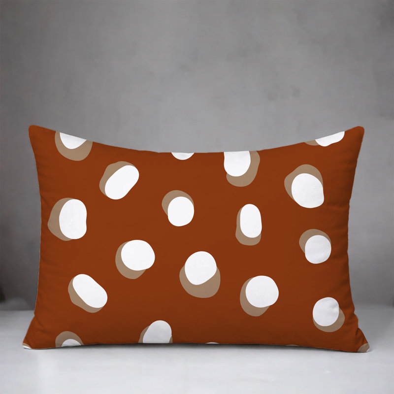 Oreiller réversible intérieur / extérieur Jayi Spots, 25 x 18, Orange brûlé