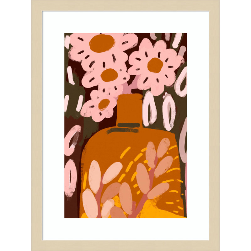 «Pastel Flower Impression No 4» par Treechild - reproduction d'un seul cadre, Brun, H 21 po x l 16 po x P 1 po