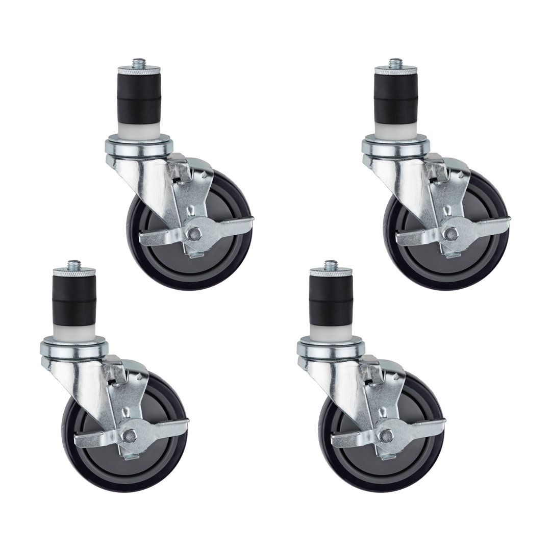 4" Dia. Wheel Caster with 1/2" Expanding Stem & Side Brake DuraSteel