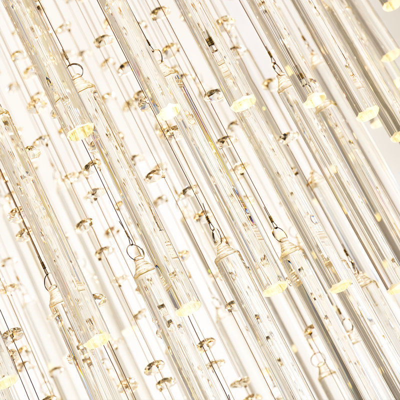 Lustre encastré 10 lumières 26,4 po en acier inoxydable chromé et cristal pour salon