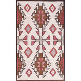 Antique Native American Tribal Geometric Patterned Flat Weave Navajo Area Rug