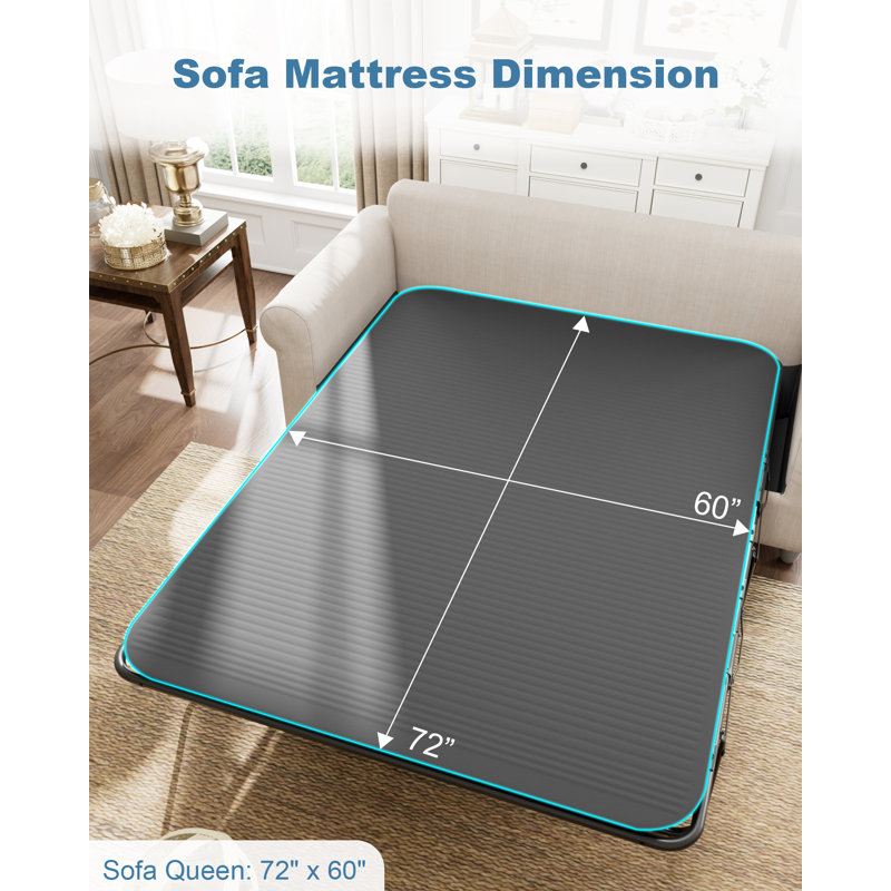  Mattress Topper for Sleeper Sofa and Couch Bed, 4 Inch Queen Size Sofa Bed Replacement Mattress with Ultra Soft Cover, Blue (Sofa NOT Included)