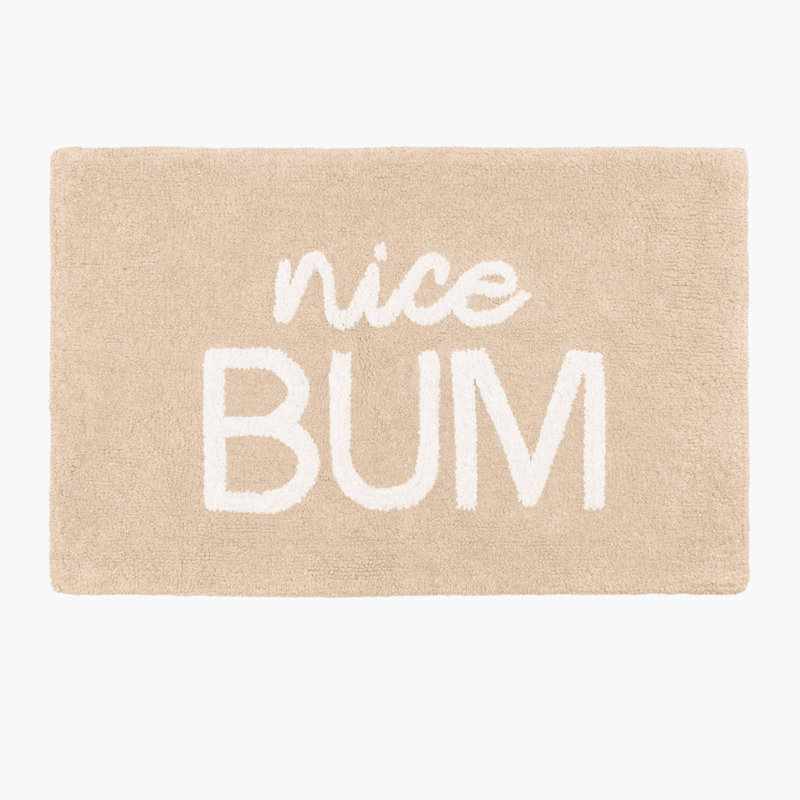 Kaitryn Nice Bum Slogan Bath Mat, White