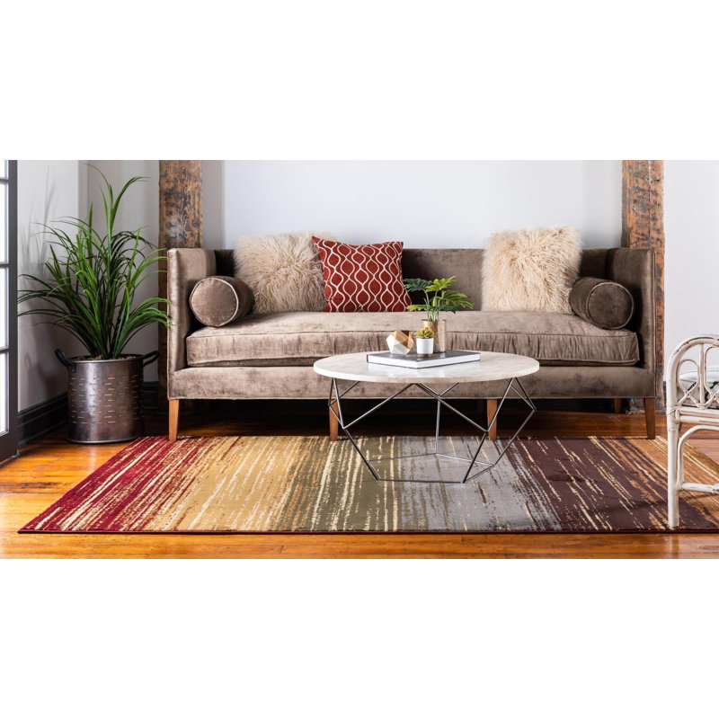 Tapis contemporain à rayures épaisses Trejo, Rectangle 3 pi 1 po x 5 pi 3 po