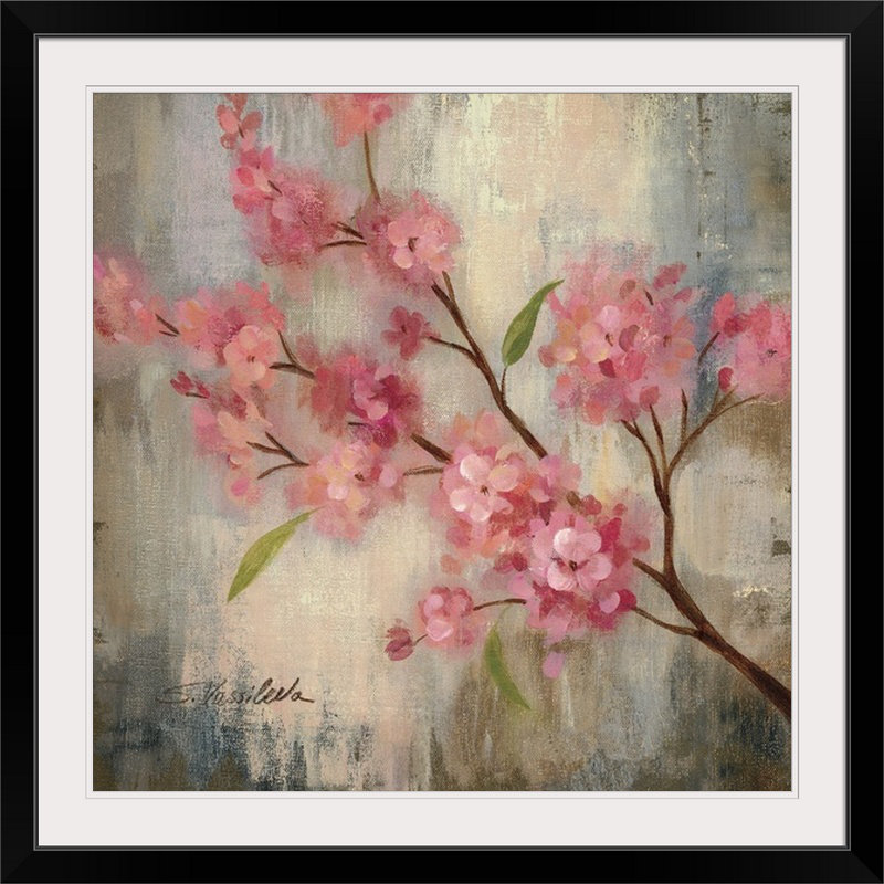 «Cherry Blossom II» par Silvia Vassileva, reproduction d'art, H 35 po x l 35 po x P 1,5 po, Toile