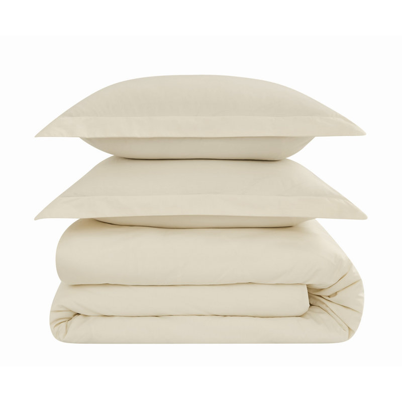 Brooklyn Loom Classic Cotton Duvet Sets, King Duvet Cover + 2 King Shams, White