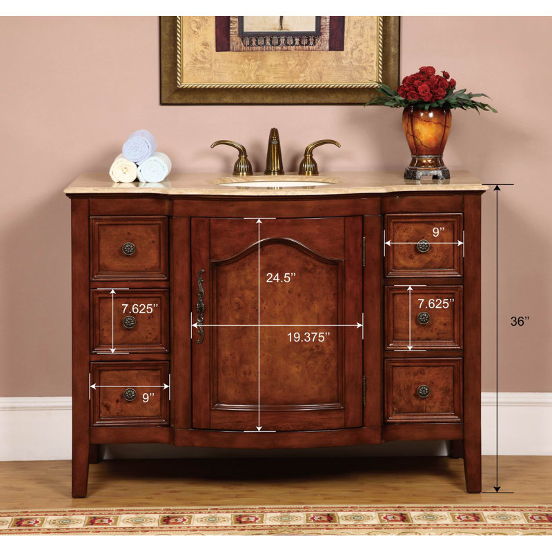 Pilger 48'' Single Bathroom Vanity with Top, Travertine Stone