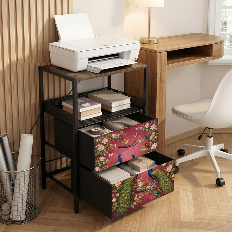 Table de chevet 2 tiroirs avec station de charge, table de chevet avec ports USB et prises USB