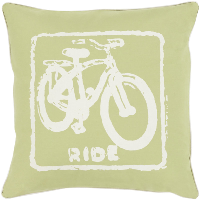 Housse de coussin 100% coton Big Kid Blocks, 22 po x 22 po, Vert citron / crème, Pas de remplissage