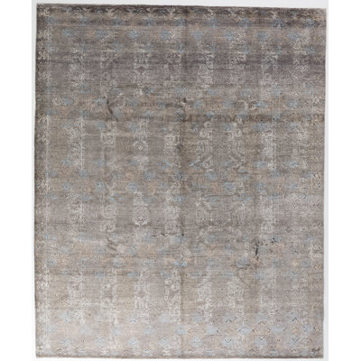 Handmade Cotton and Silk Abstract Area Rug