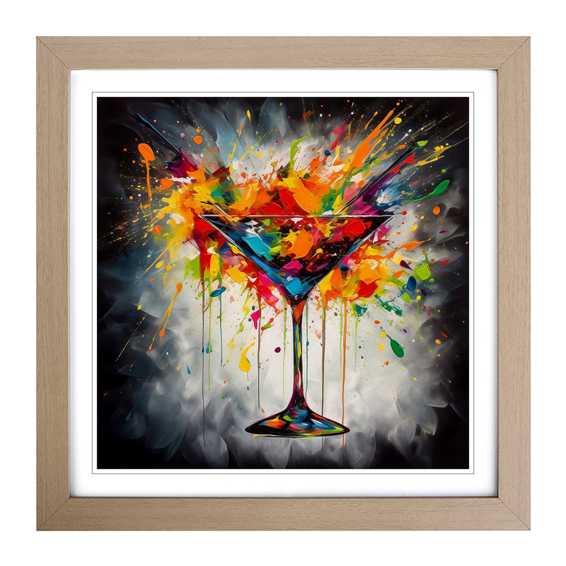 Cocktail Abstract Art No.1 - Framed Print, Oak