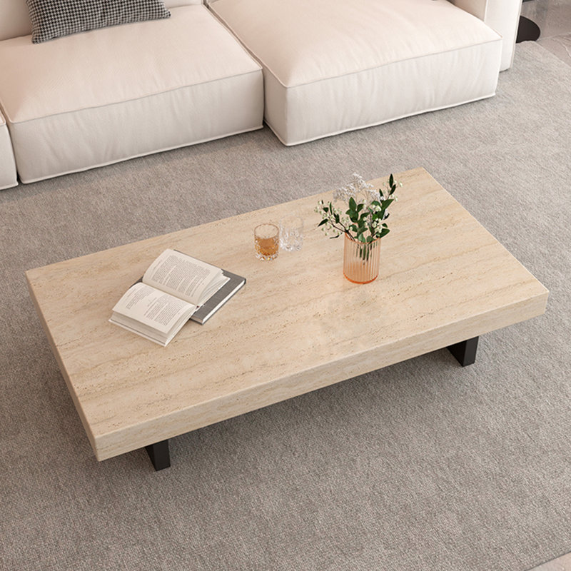Retro Cave Stone Coffee Table, 13.8" H x 59.1" L x 31.5" D
