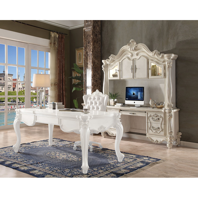 BUREAU INFORMATIQUE EXÉCUTIF AVEC HUTCH, Antique Platinum, 78" H x 36" W x 19" D