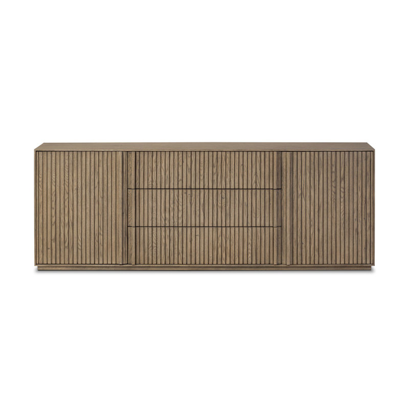 Leo Media Console-Smoked Black, Rustic Gray