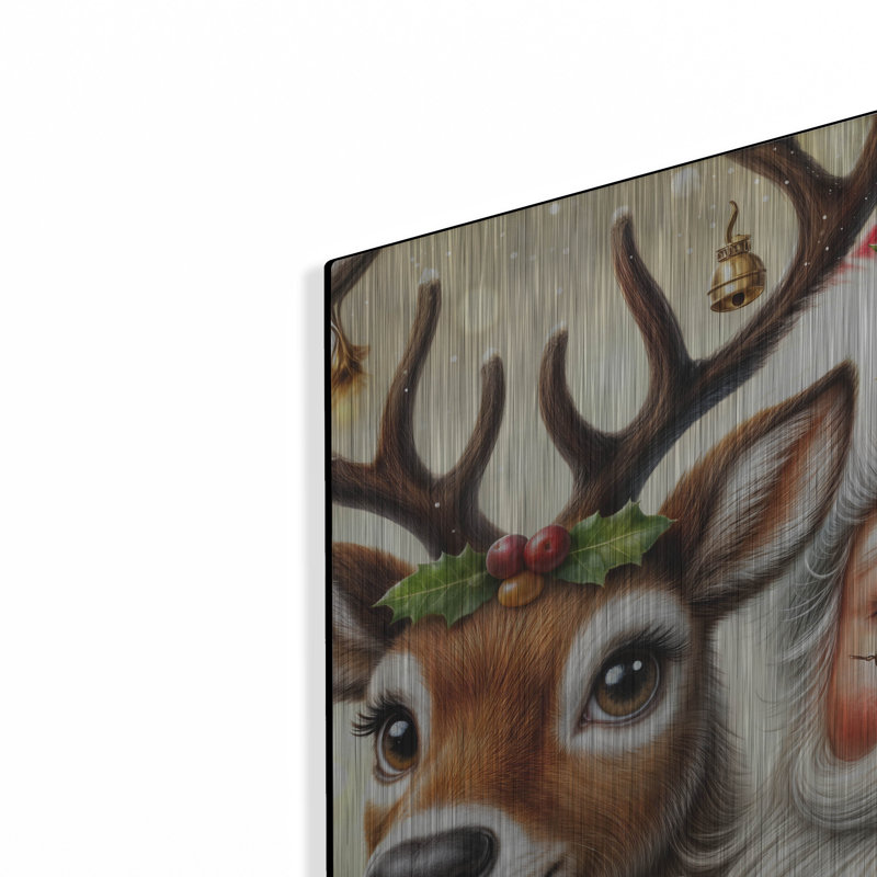 Art mural en métal The Santa Aisle® «Santa and Reindeer» par Rey Klimt, H 24 po x l 24 po