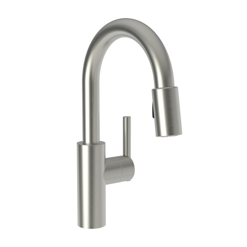East Linear Single Handle Pull Down Bar Faucet, Satin Nickel